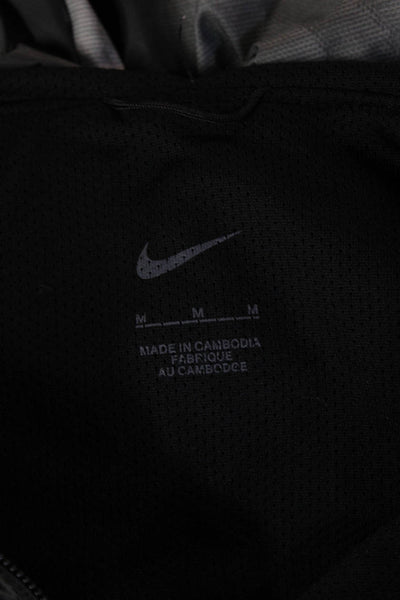 Nike Womens Printed Full Zip Long Sleeve Hooded Jacket Gray Size M