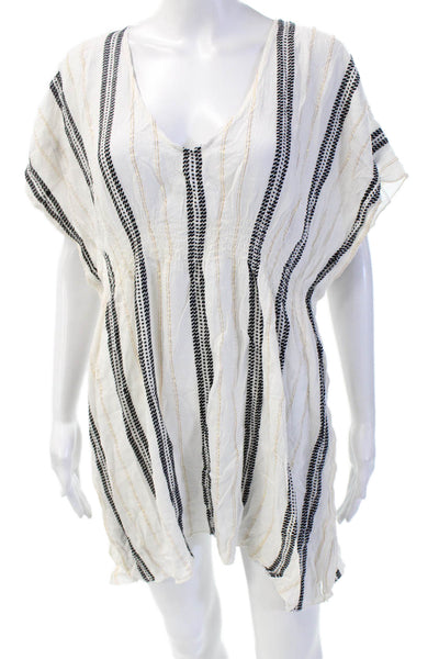 Becca by Rebecca Virtue Women Kaftan White Striped V-Neck Knee-Length Size XS