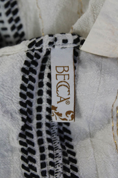 Becca by Rebecca Virtue Women Kaftan White Striped V-Neck Knee-Length Size XS
