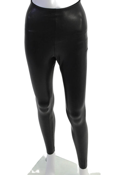 Commando Womens Faux Leather High Waisted Stretch Leggings Black Size XS