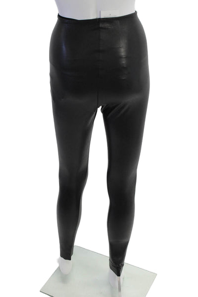Commando Womens Faux Leather High Waisted Stretch Leggings Black Size XS