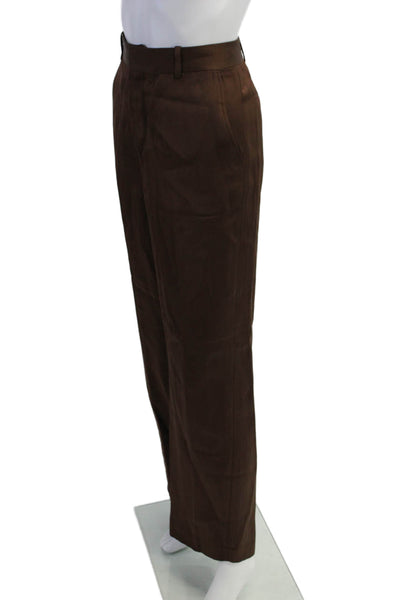 Zara Womens Pocketed Flat Front Wide Legged Pants Solid Brown Size M