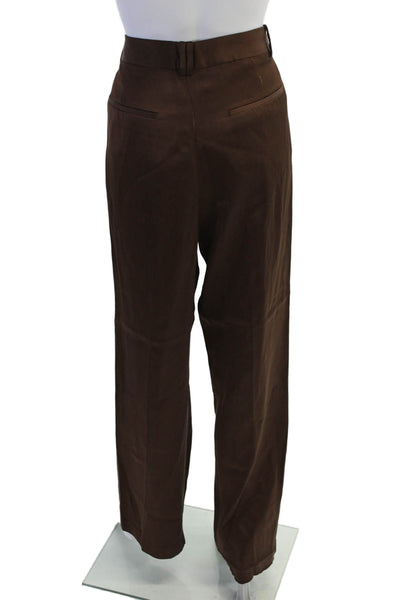 Zara Womens Pocketed Flat Front Wide Legged Pants Solid Brown Size M
