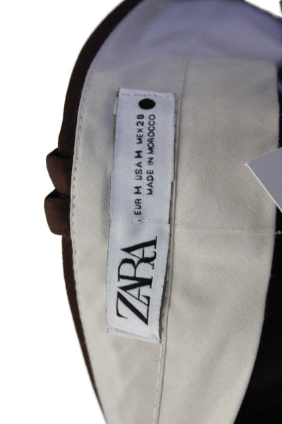 Zara Womens Pocketed Flat Front Wide Legged Pants Solid Brown Size M