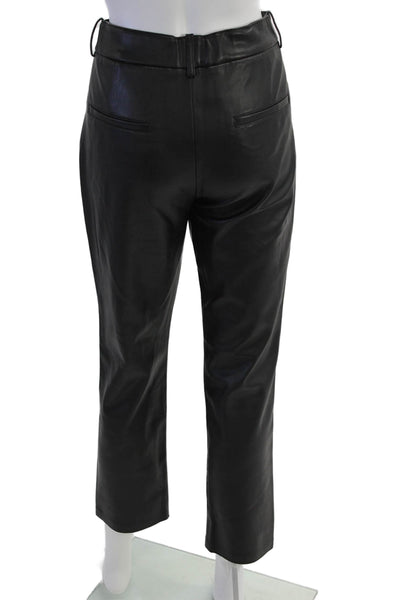 Zara Womens Faux Leather Pocketed Straight Legged Pants Black Size 6