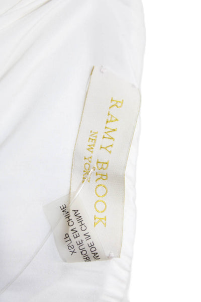 Ramy Brook Womens Smocked Waist Layered Detail Mini Skirt Solid White Size XS