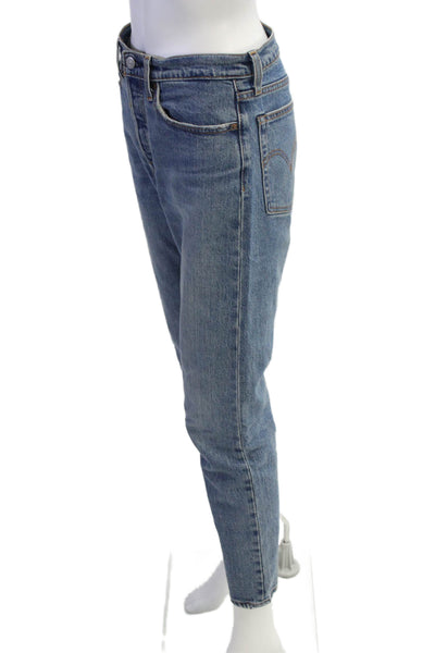 Levis Women Cropped Ankle Jeans Blue Mid Rise Size 27