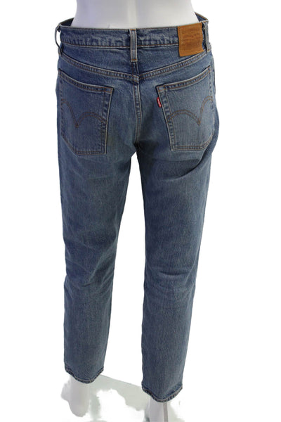Levis Women Cropped Ankle Jeans Blue Mid Rise Size 27