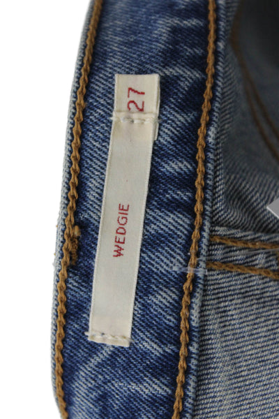 Levis Women Cropped Ankle Jeans Blue Mid Rise Size 27