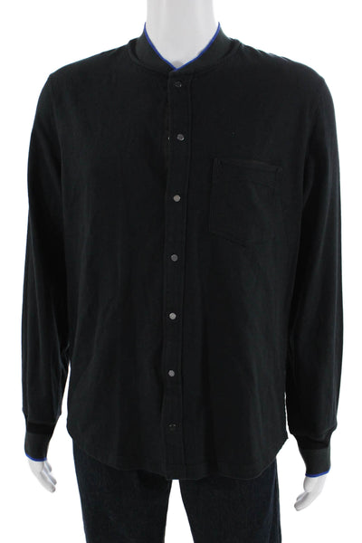 Kit And Ace Mens Cotton Pocketed Detail Snap Front Shirt Black Size L