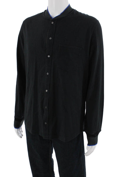 Kit And Ace Mens Cotton Pocketed Detail Snap Front Shirt Black Size L