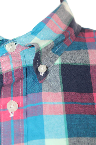 Brooks Brothers Mens Cotton Short Sleeve Plaid Button Down Multicolor Size XL