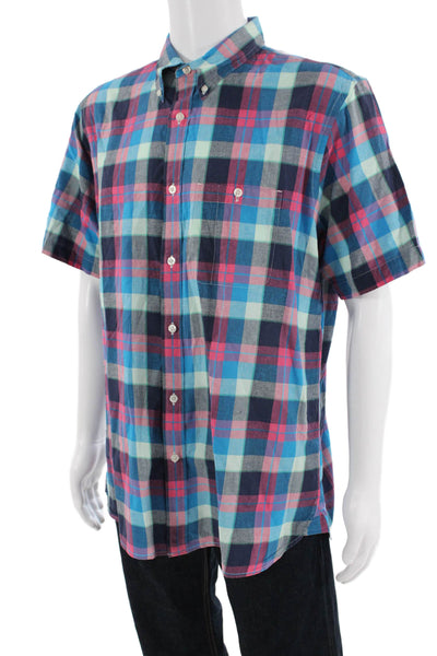 Brooks Brothers Mens Cotton Short Sleeve Plaid Button Down Multicolor Size XL