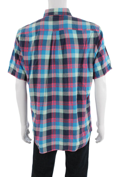 Brooks Brothers Mens Cotton Short Sleeve Plaid Button Down Multicolor Size XL