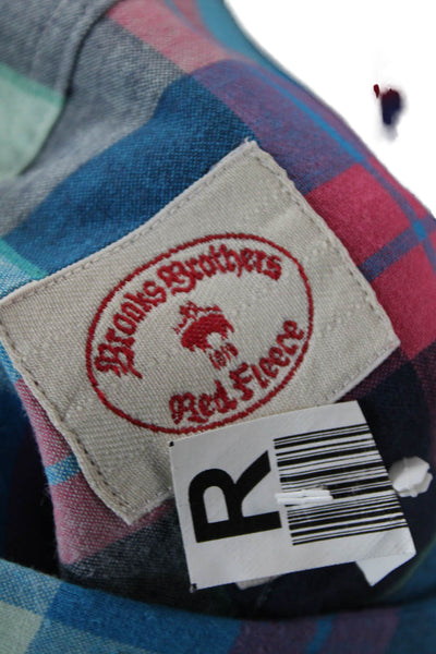 Brooks Brothers Mens Cotton Short Sleeve Plaid Button Down Multicolor Size XL