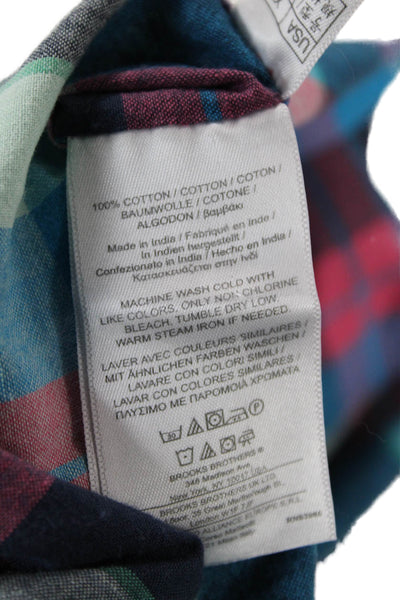 Brooks Brothers Mens Cotton Short Sleeve Plaid Button Down Multicolor Size XL