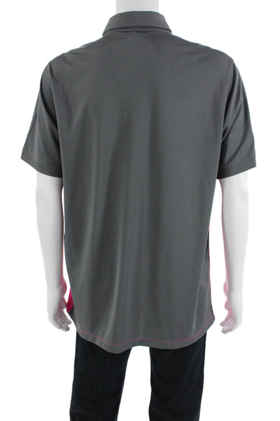 Nike Mens Collared Buttoned Detail Color Block Short Sleeve Polo Pink Size L