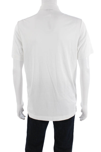 Saks Fifth Avenue Mens Casual Short Sleeve Collared Polo Shirt White Size L