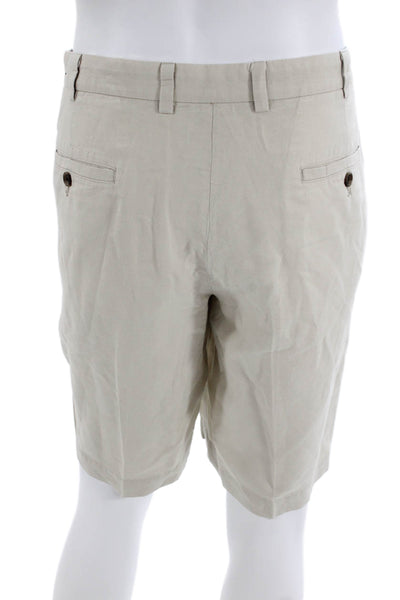 Brooks Brothers Mens Cotton Pocketed Casual Flat Front Shorts Beige Size 36