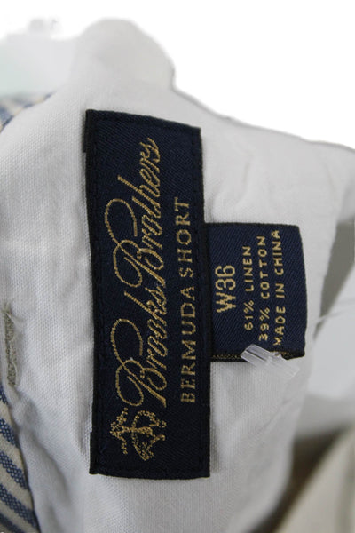 Brooks Brothers Mens Cotton Pocketed Casual Flat Front Shorts Beige Size 36