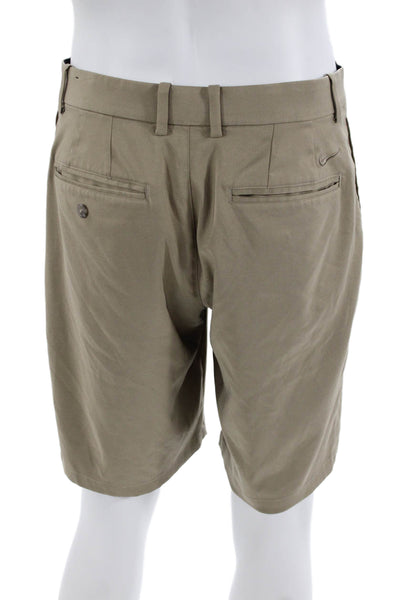 Nike Mens Back Pocketed Flat Front Casual Shorts Solid Beige Size M