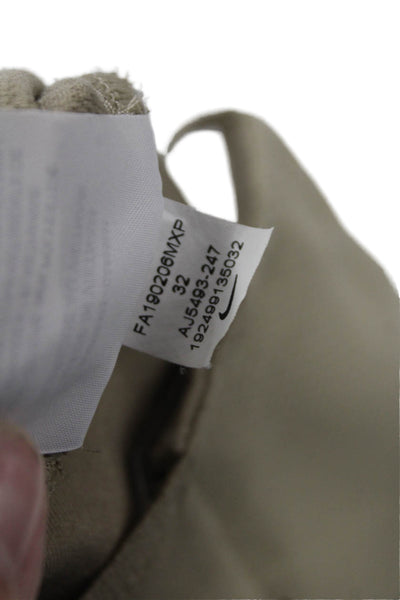 Nike Mens Back Pocketed Flat Front Casual Shorts Solid Beige Size M
