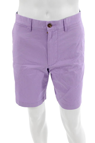 J Crew Mens Cotton Pocketed Casual Flat Front Shorts Light Purple Size 34