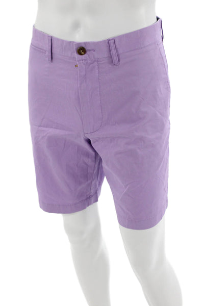 J Crew Mens Cotton Pocketed Casual Flat Front Shorts Light Purple Size 34