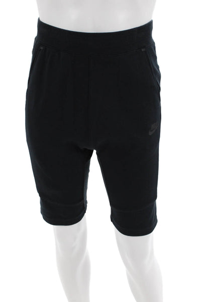 Nike Mens Cotton Zippered Pocket Athletic Biker Shorts Solid Black Size XL