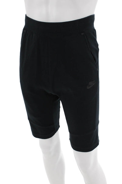 Nike Mens Cotton Zippered Pocket Athletic Biker Shorts Solid Black Size XL