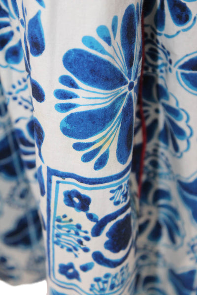 Plenty Women Sundress Blue Floral Square Neck Midi Cotton Sleeveless Size PP