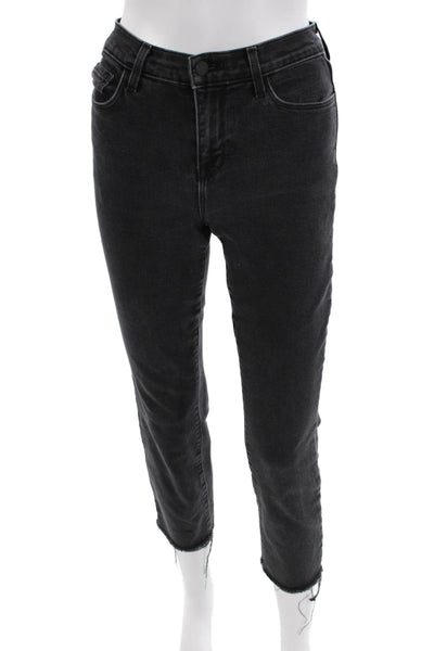 L'Agence, Women Cropped Skinny Jeans Black High Rise Size 24