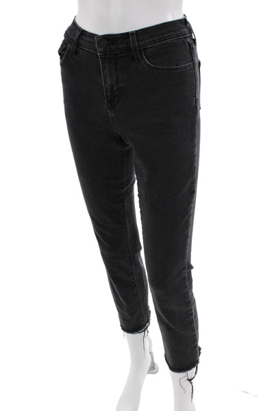 L'Agence, Women Cropped Skinny Jeans Black High Rise Size 24