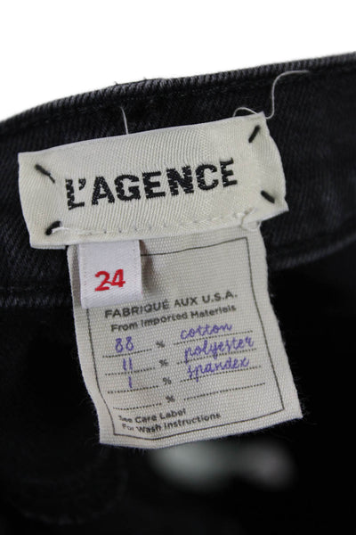 L'Agence, Women Cropped Skinny Jeans Black High Rise Size 24