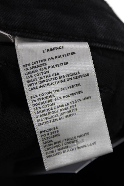 L'Agence, Women Cropped Skinny Jeans Black High Rise Size 24