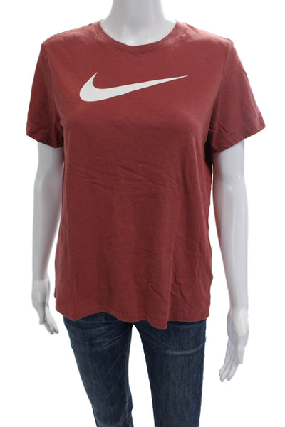 Nike Womens Jersey Graphic T-Shirt Red Crew Short Sleeve Size M