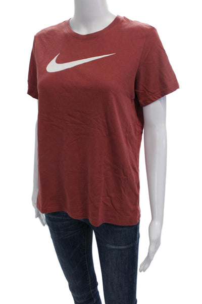 Nike Womens Jersey Graphic T-Shirt Red Crew Short Sleeve Size M