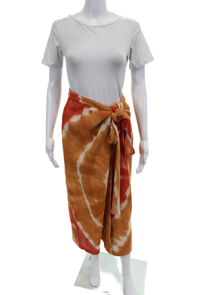 Boteh Womens Cotton Open Knit Wrapped Maxi Skirt Orange Size 2