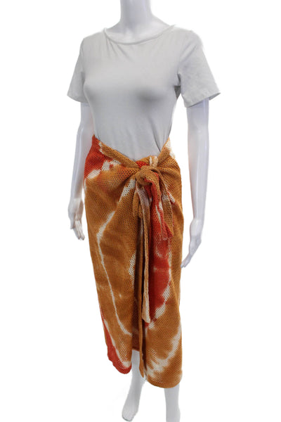 Boteh Womens Cotton Open Knit Wrapped Maxi Skirt Orange Size 2