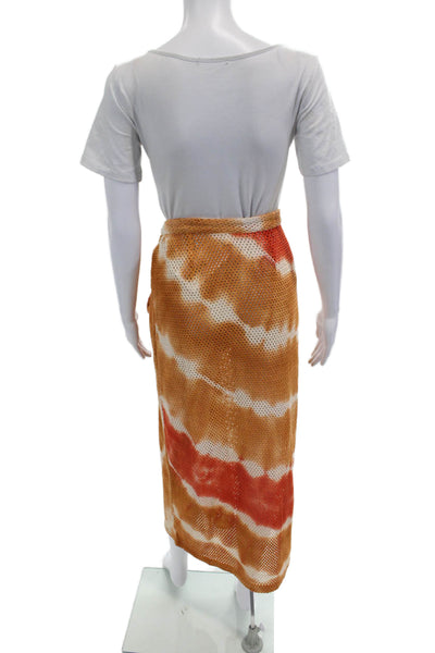 Boteh Womens Cotton Open Knit Wrapped Maxi Skirt Orange Size 2