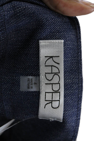 Kasper Womens Straight Leg Slim Fit Zip Fly Trouser Pants Blue Anchor Size 4