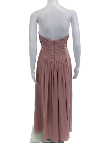 Azazie Women A-Line Maxi Wedding Dress Pink Size 14