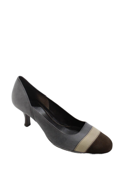 Cole Haan Womens Suede Striped Print Slip On Heel Pumps Multicolor Size 9