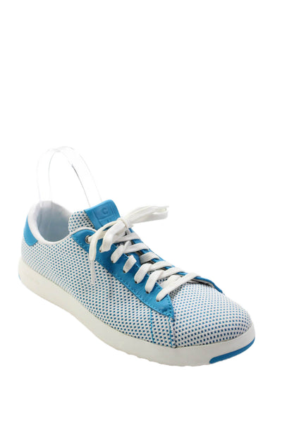 Cole Haan Grand Series Womens Woven Low Top Sneakers White Blue Size 8 B