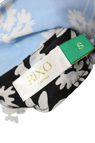 Rixo Women Kimono Silk Floral V-Neck Long Sleeve Blouse Tie Size S