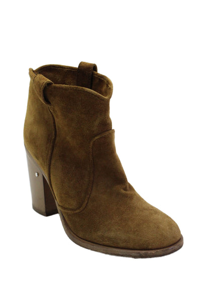 Laurence Dacade Womens Slip On Block Heel Ankle Booties Brown Suede Size 36.5