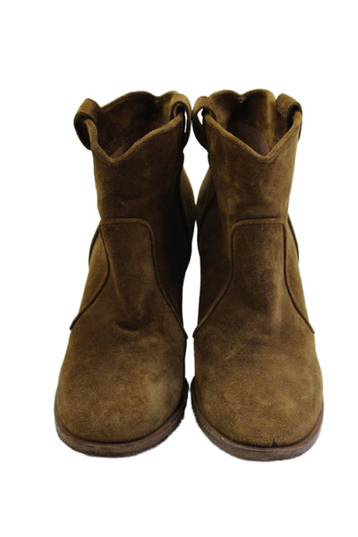Laurence Dacade Womens Slip On Block Heel Ankle Booties Brown Suede Size 36.5