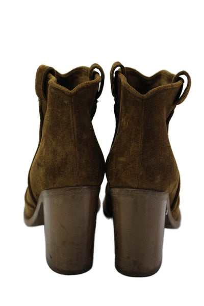 Laurence Dacade Womens Slip On Block Heel Ankle Booties Brown Suede Size 36.5