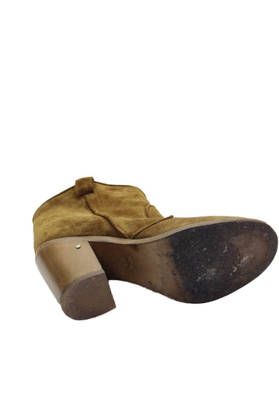 Laurence Dacade Womens Slip On Block Heel Ankle Booties Brown Suede Size 36.5