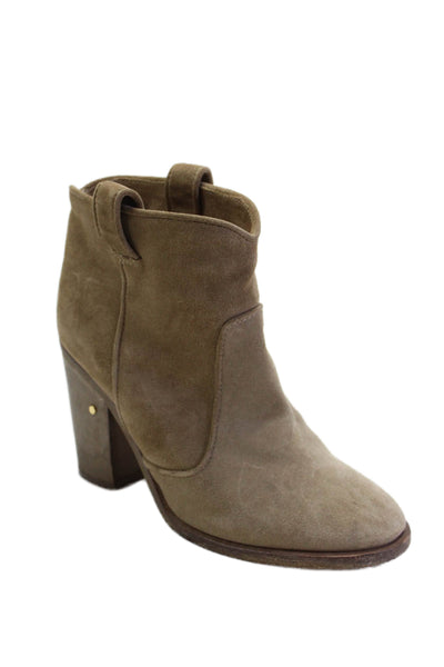 Laurence Dacade Womens Slip On Block Heel Ankle Booties Brown Suede Size 36